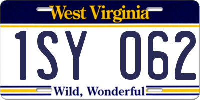 WV license plate 1SY062