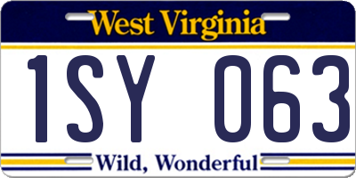 WV license plate 1SY063