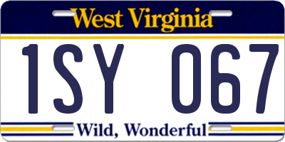 WV license plate 1SY067