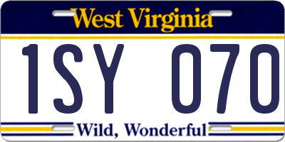 WV license plate 1SY070