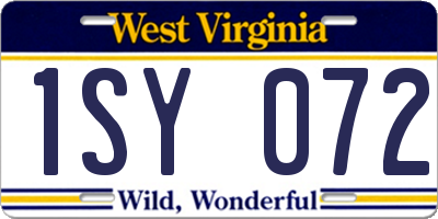 WV license plate 1SY072