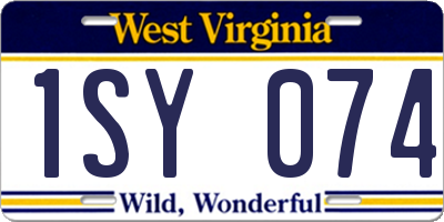 WV license plate 1SY074
