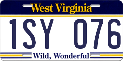 WV license plate 1SY076