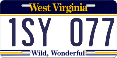 WV license plate 1SY077