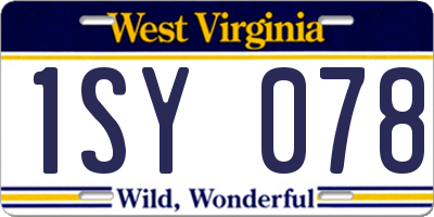 WV license plate 1SY078