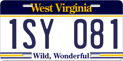 WV license plate 1SY081
