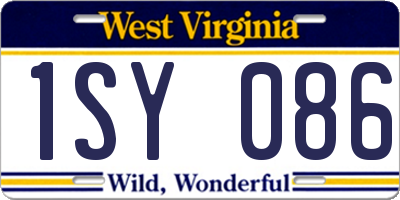WV license plate 1SY086