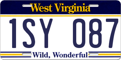 WV license plate 1SY087