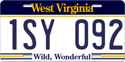 WV license plate 1SY092