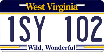WV license plate 1SY102