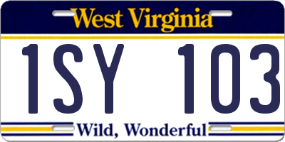 WV license plate 1SY103