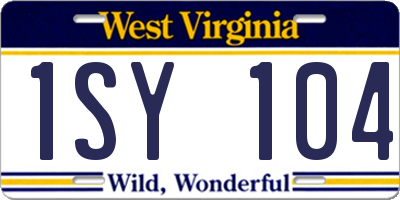 WV license plate 1SY104