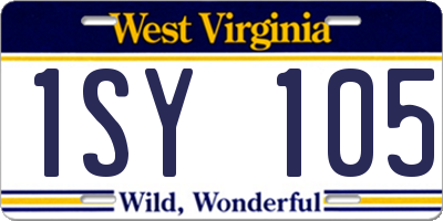 WV license plate 1SY105