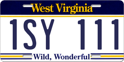 WV license plate 1SY111