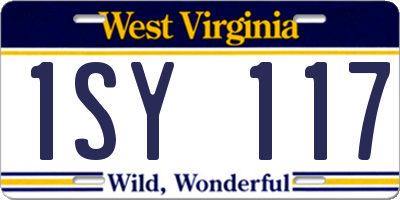 WV license plate 1SY117
