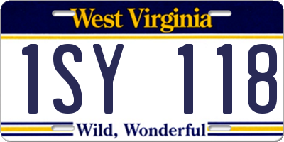 WV license plate 1SY118
