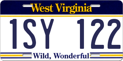 WV license plate 1SY122