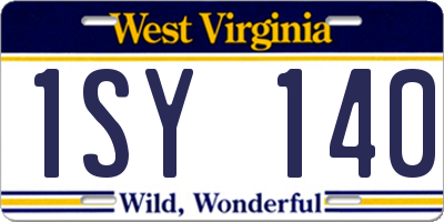 WV license plate 1SY140