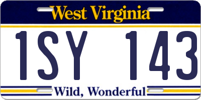 WV license plate 1SY143