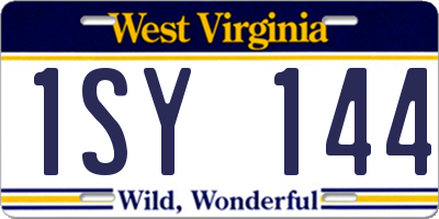 WV license plate 1SY144