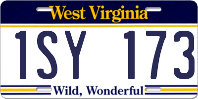 WV license plate 1SY173