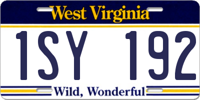 WV license plate 1SY192