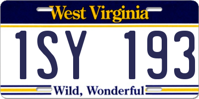 WV license plate 1SY193