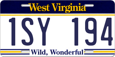 WV license plate 1SY194