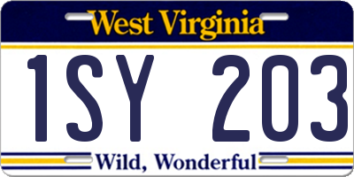 WV license plate 1SY203