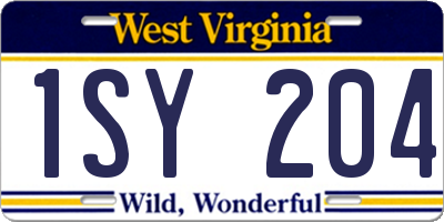 WV license plate 1SY204