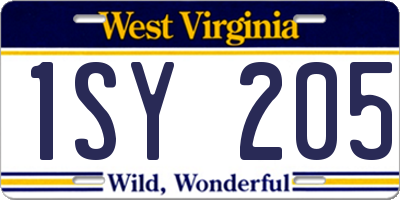 WV license plate 1SY205