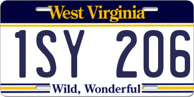 WV license plate 1SY206