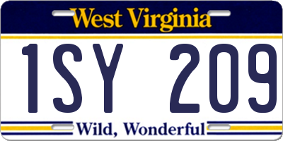 WV license plate 1SY209