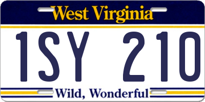 WV license plate 1SY210