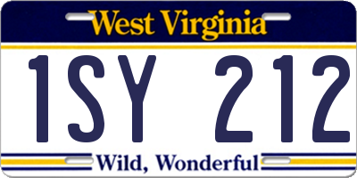 WV license plate 1SY212
