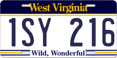 WV license plate 1SY216