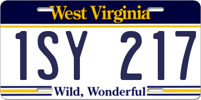 WV license plate 1SY217