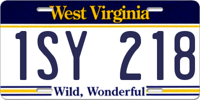 WV license plate 1SY218