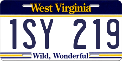 WV license plate 1SY219