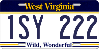 WV license plate 1SY222
