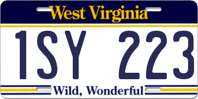 WV license plate 1SY223