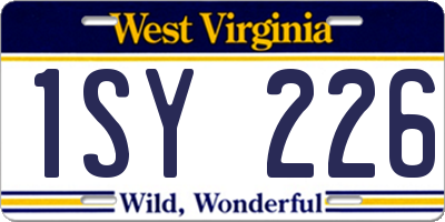 WV license plate 1SY226