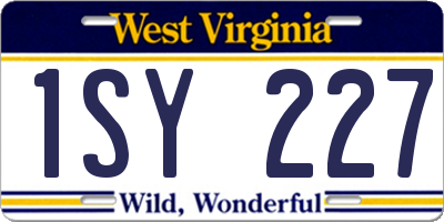 WV license plate 1SY227
