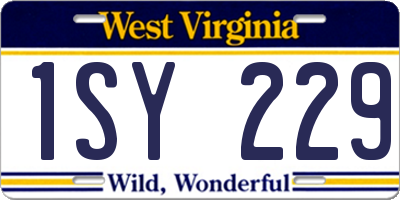 WV license plate 1SY229
