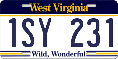 WV license plate 1SY231