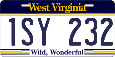 WV license plate 1SY232