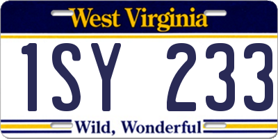 WV license plate 1SY233