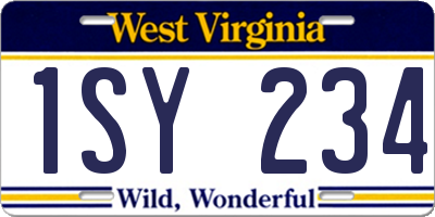 WV license plate 1SY234