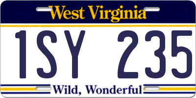 WV license plate 1SY235