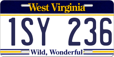 WV license plate 1SY236